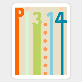 Pi 3.14 stretch letters and numbers - fun colors Magnet